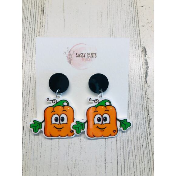 Spookley the Square pumpkin storybook Teacher Earrings NEW - Picture 1 of 1
